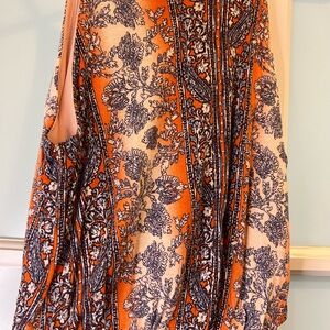 Orange Paisley Print Maxi Dress